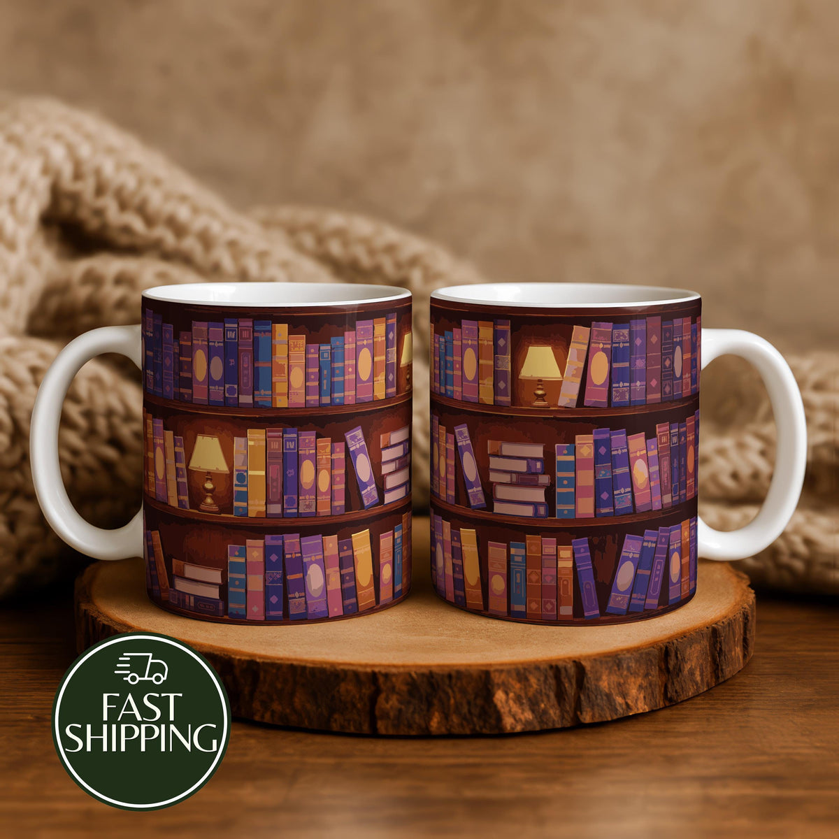 Midnight Library Coffee Mug, Moody Aesthetic Bookish Ceramic Mug