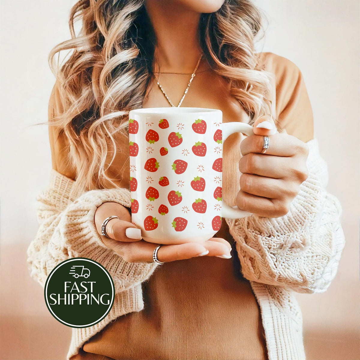Subtle Protest Strawberry Pattern Coffee Mug, F*cK Trump Ceramic Cup, FDT Gift