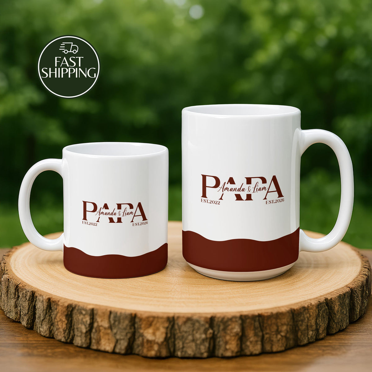 Personalized Papa Mug with Kids Names and EST Years, Custom Father Of 2 Minimalist Coffee Mug