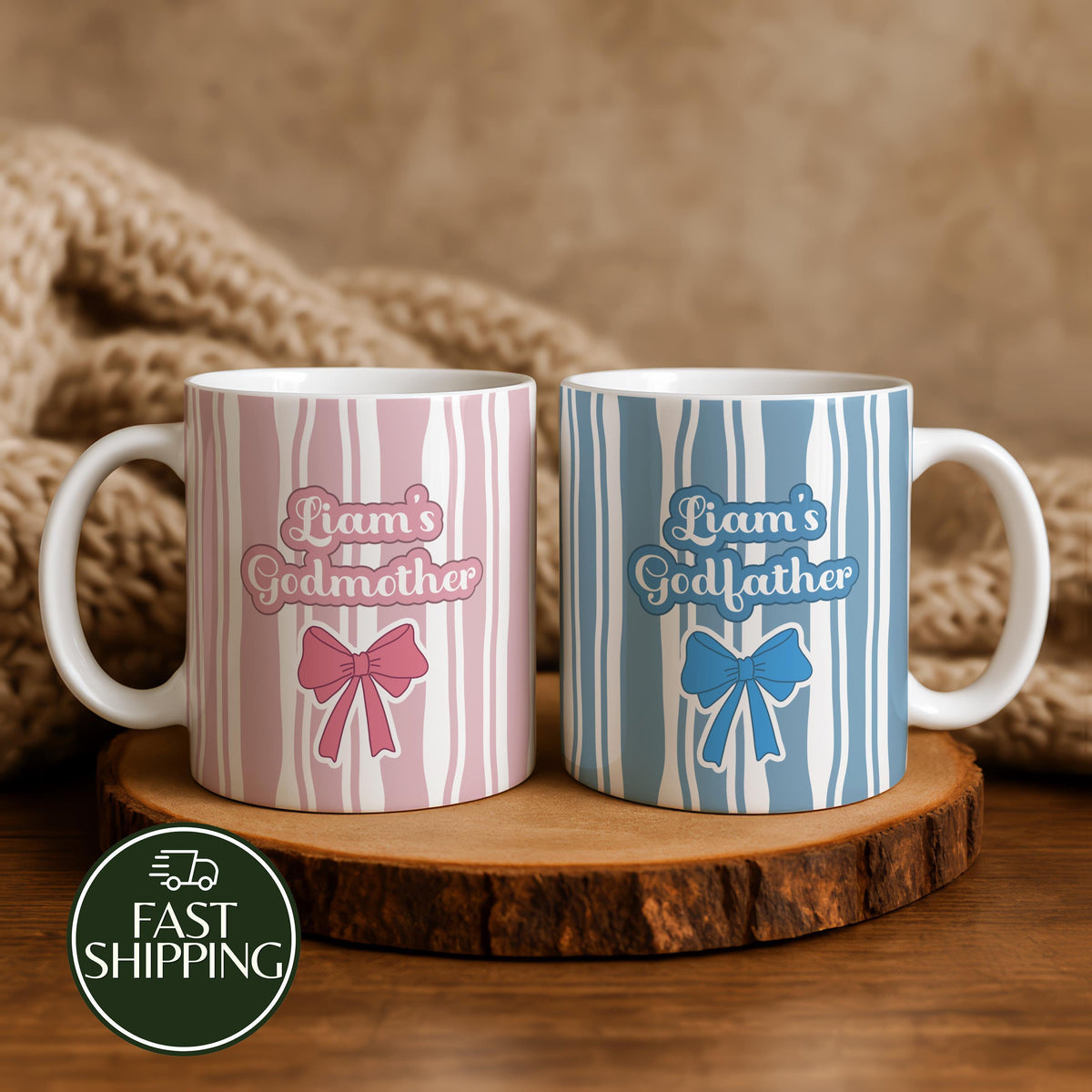Personalized Godmother and Godfather Mug, Custom Name Baptism Keepsake