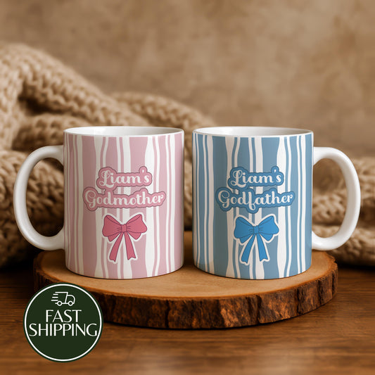 Personalized Godmother and Godfather Mug, Custom Name Baptism Keepsake