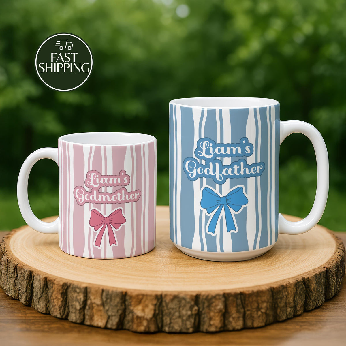 Personalized Godmother and Godfather Mug, Custom Name Baptism Keepsake