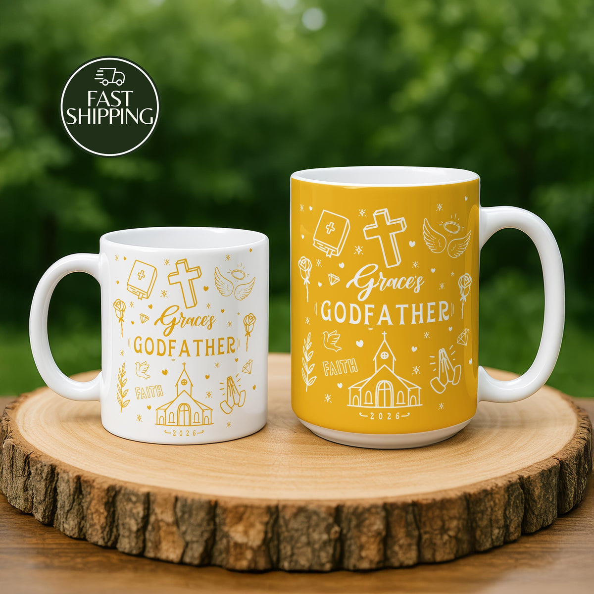 Personalized Colorful Godfather Coffee Mug, Godparent Proposal Gift, Baptism Present for Men