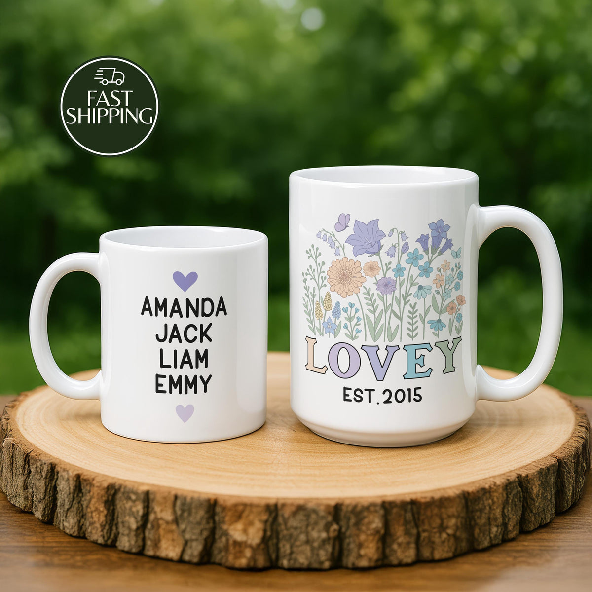 Personalized Grandma Mug with Kids Names, Wildflower Ceramic Cup For Grandmother