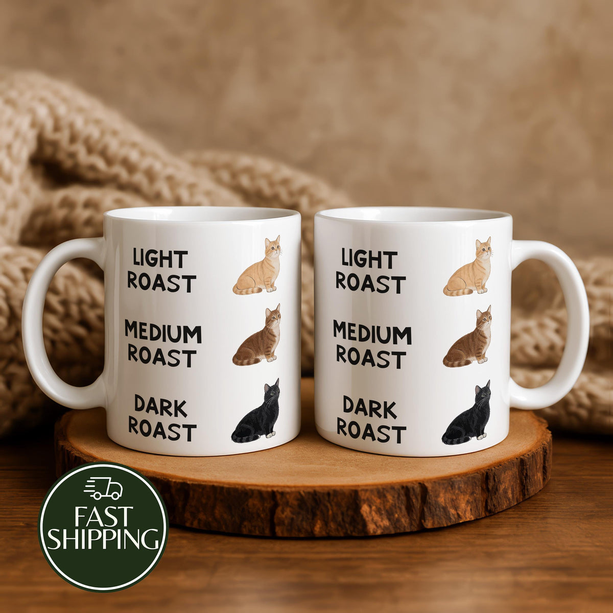 Humorous Cat Design Coffee Mug, Funny Light - Medium - Dark Roast Ceramic Cup