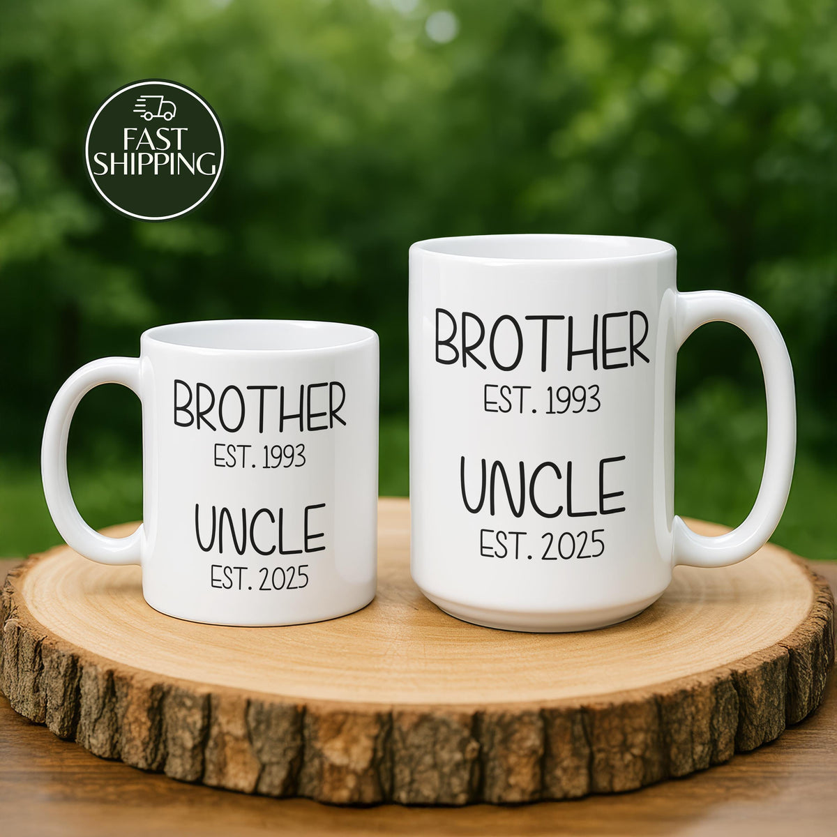 Personalized Brother - Uncle Coffee Mug, Custom Est Ceramic Cup, Pregnancy Announcement Gift