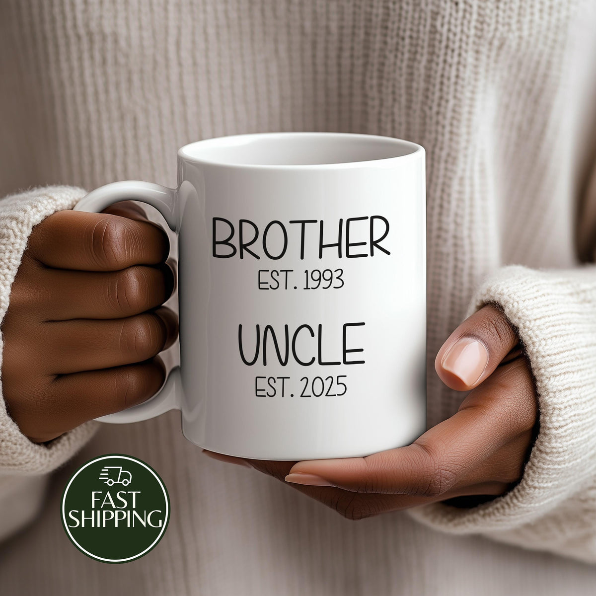 Personalized Brother - Uncle Coffee Mug, Custom Est Ceramic Cup, Pregnancy Announcement Gift