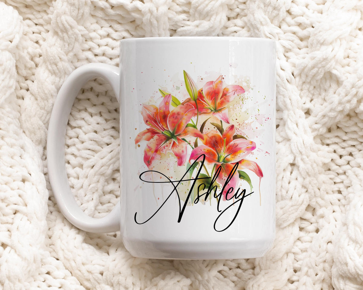 Custom Sunflower Coffee Mug, Personalized Name Floral Cup, Flower Lover Gift