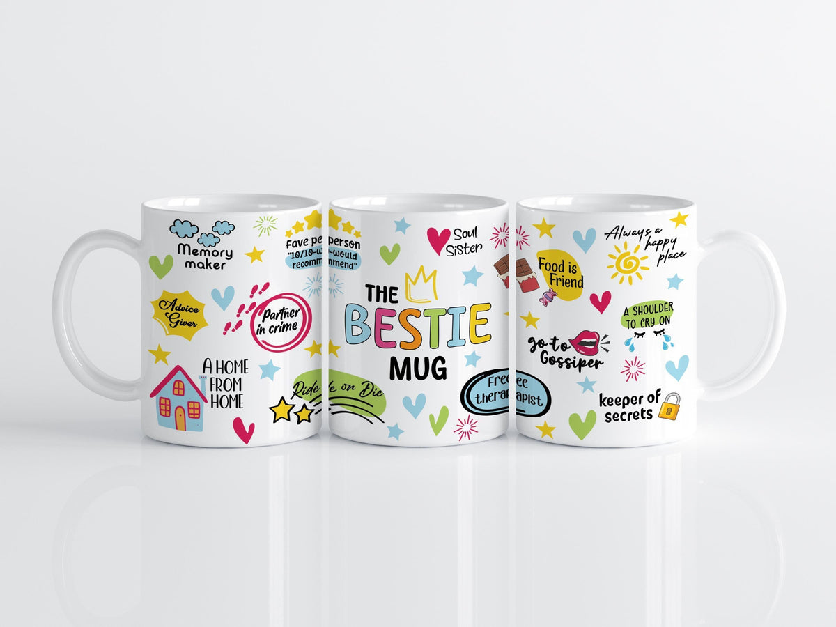 Colorful The Bestie Mug, Cute Soul Sister Coffee Mug, Girls Friendship Tea Cup