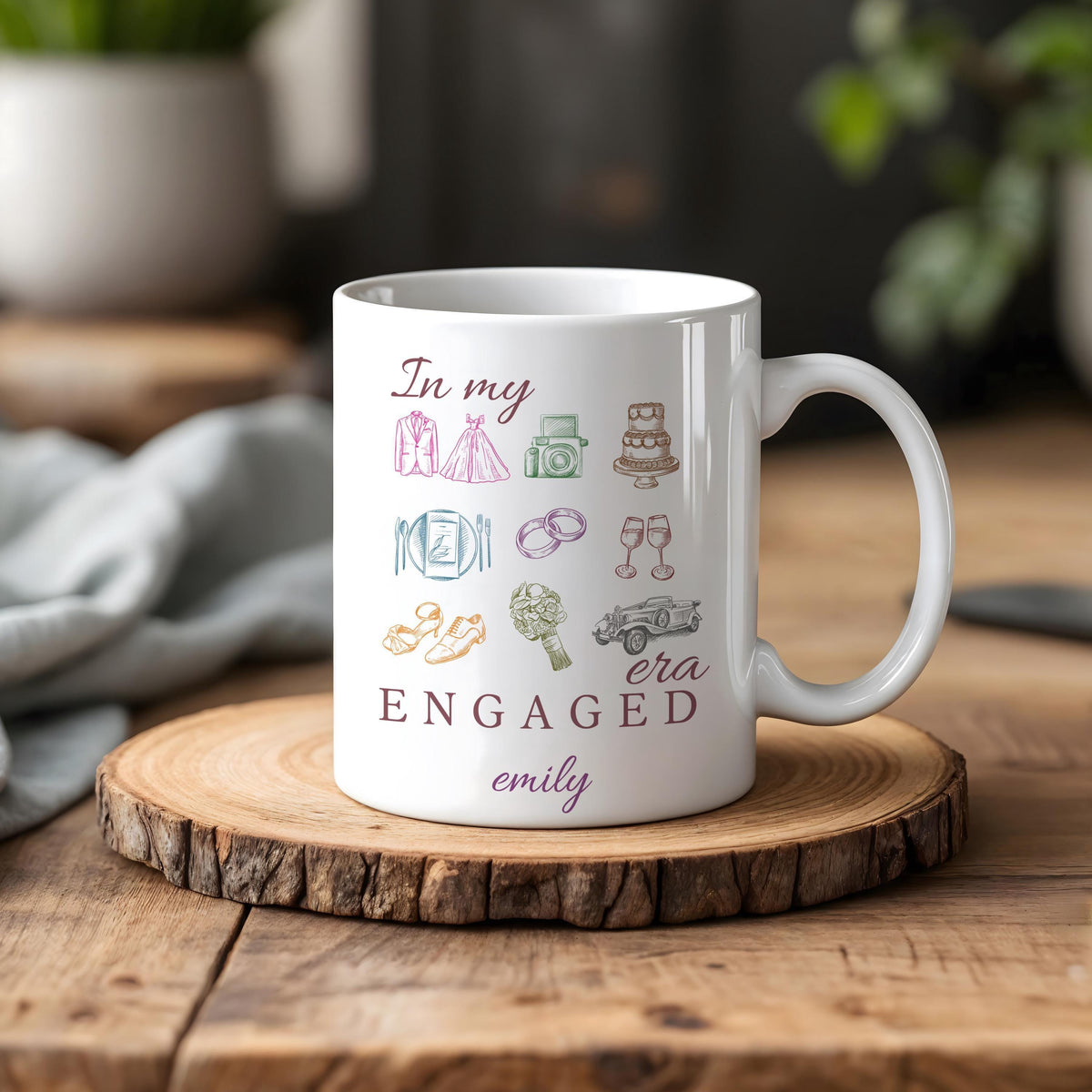 Personalized In My Engaged Era Mug, Engagement Party Ceramic Cup, Bride To Be Coffee Mug