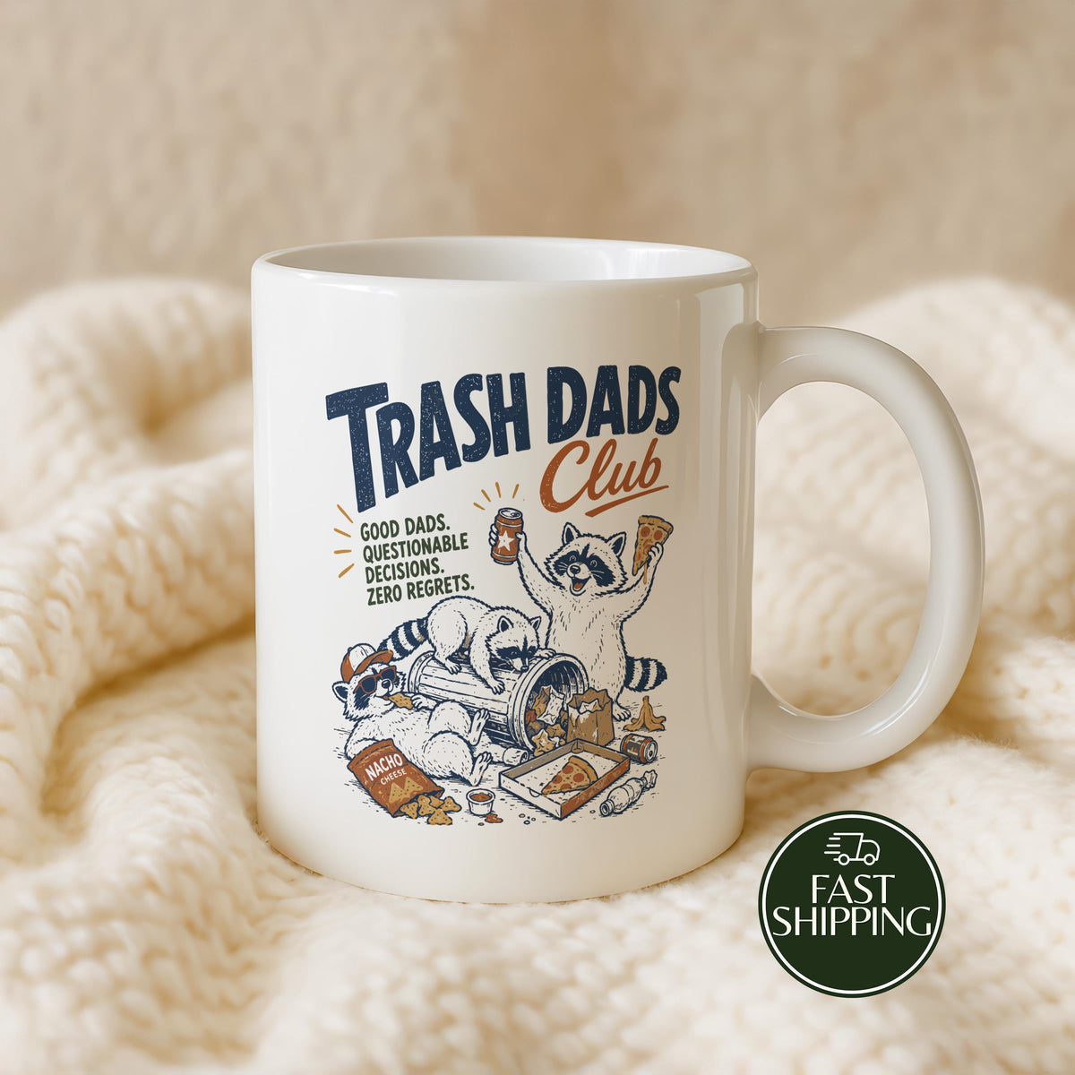 Trash Dads Club Coffee Mug, Funny Good Dads Questionable Decisions Zero Regrets