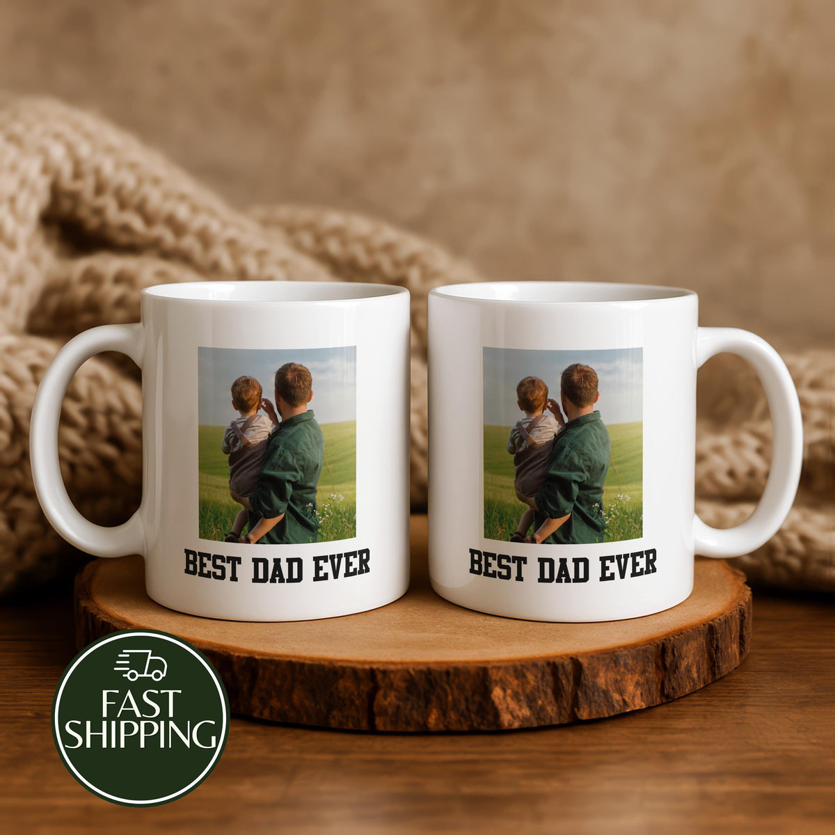 Custom Photo Coffee Mug for Dad, Personalized Best Dad Ever Ceramic Cup, Father's Day Gift