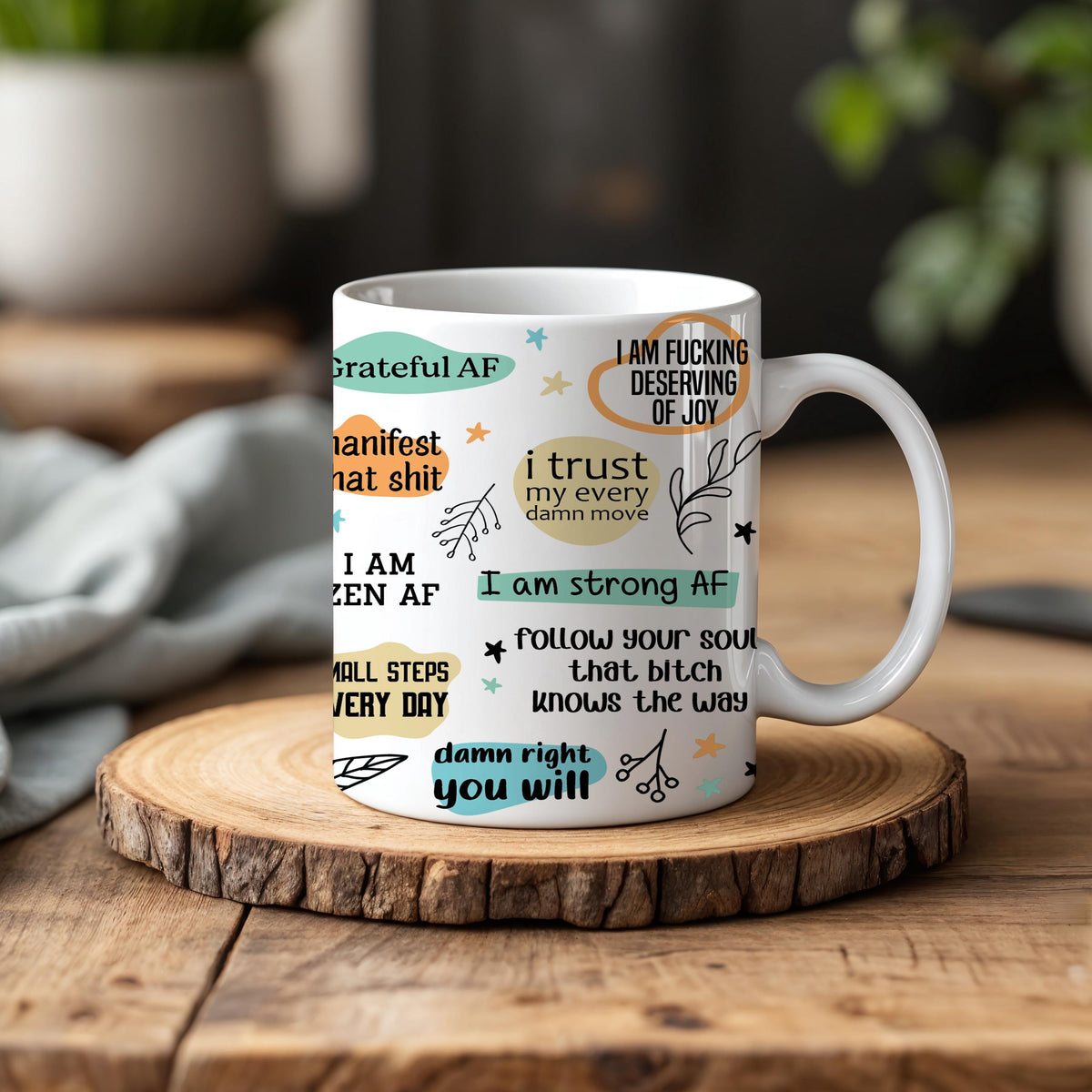 Empowering Daily Reminders Coffee Mug, Motivational Curse Words Ceramic Cup