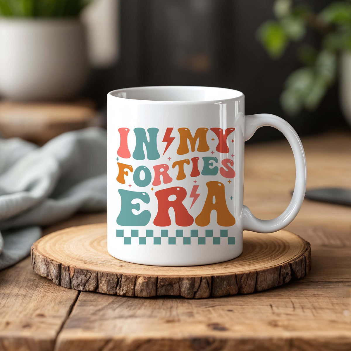 In My Forties Era Coffee Mug, Groovy 40th Birthday Ceramic Cup, Fortieth Birthday Gift For Her
