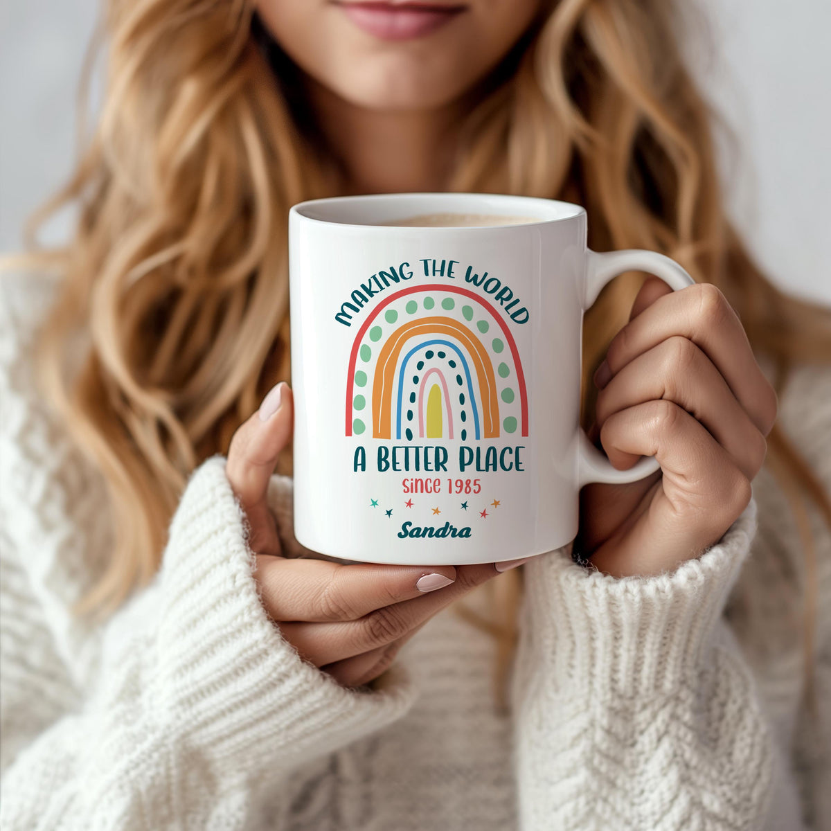 Custom Name And Date Birthday Celebration Mug, Making The World A Better Place Ceramic Cup