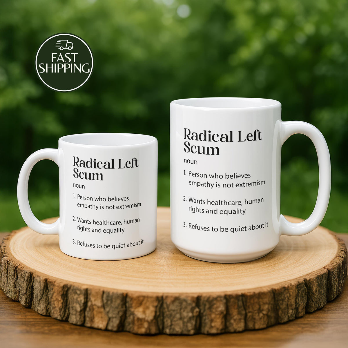 Radical Left Scum Definition Coffee Mug, Funny Political Satire Ceramic Cup