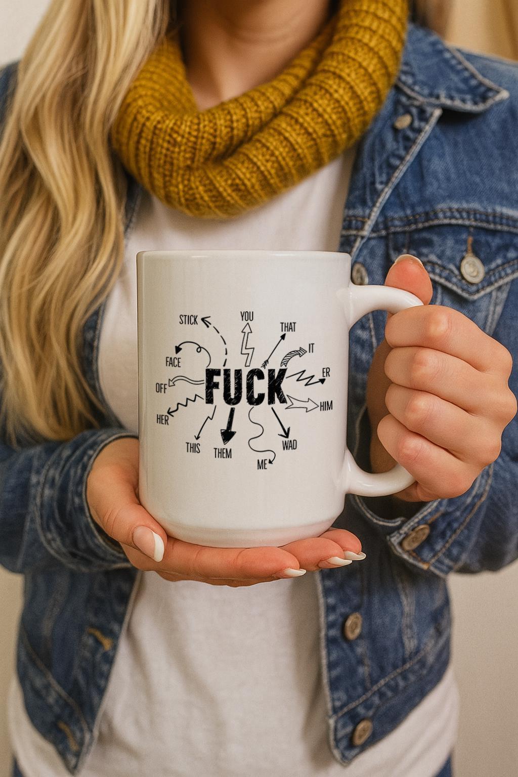 Fuck Daily Mug, Swear Words Lover Friend Gift Pottery Mug, Sassy Offensive Coffee Cup