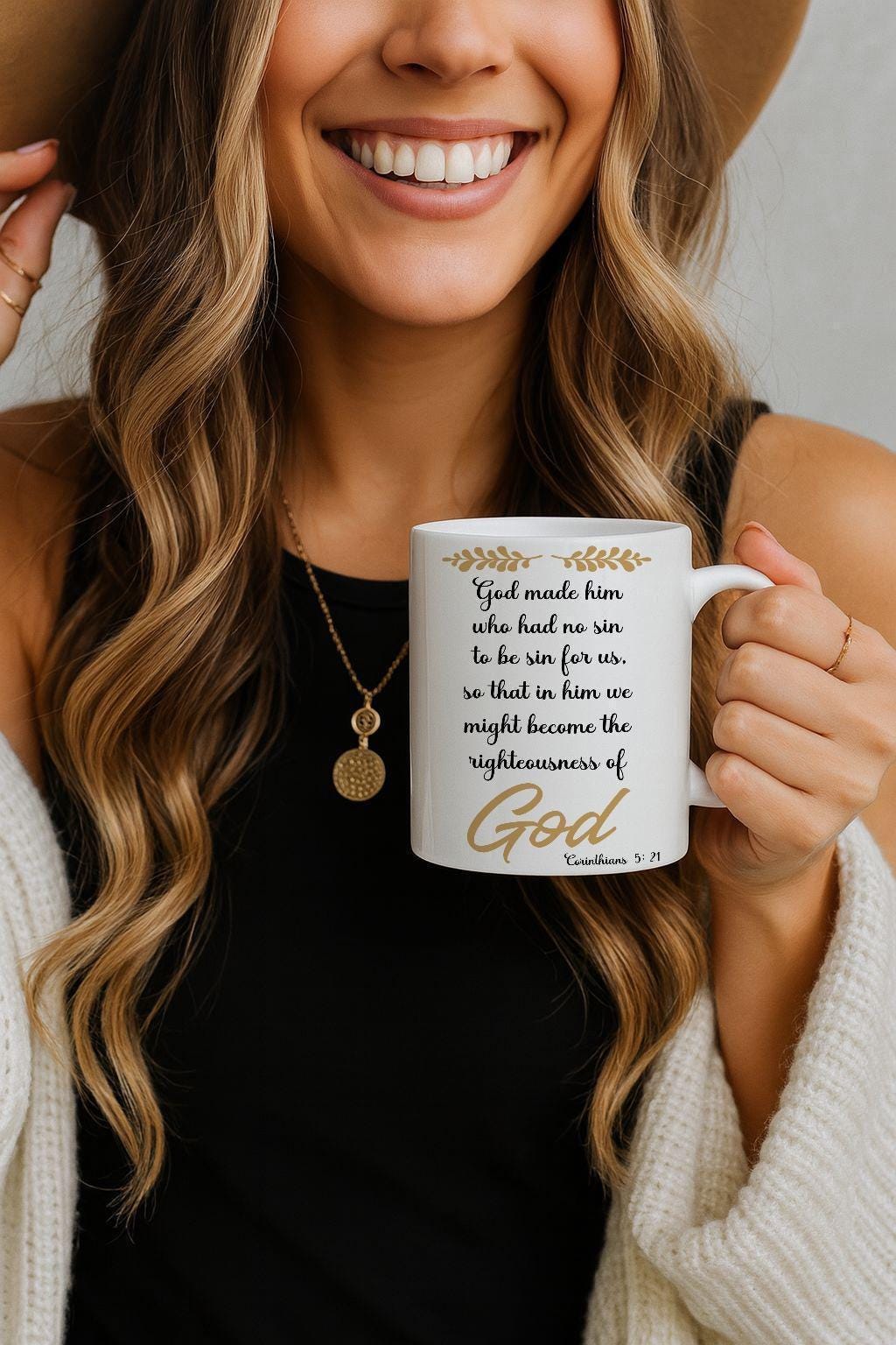 Bible Corinthians 5:21 Ceramic Mug, Scripture Verse Coffee Cup