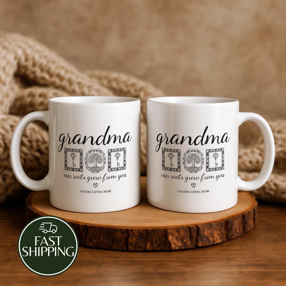 Personalized Grandma Our Roots Grow From You Mug, Grandma Cup with Grandkids Names