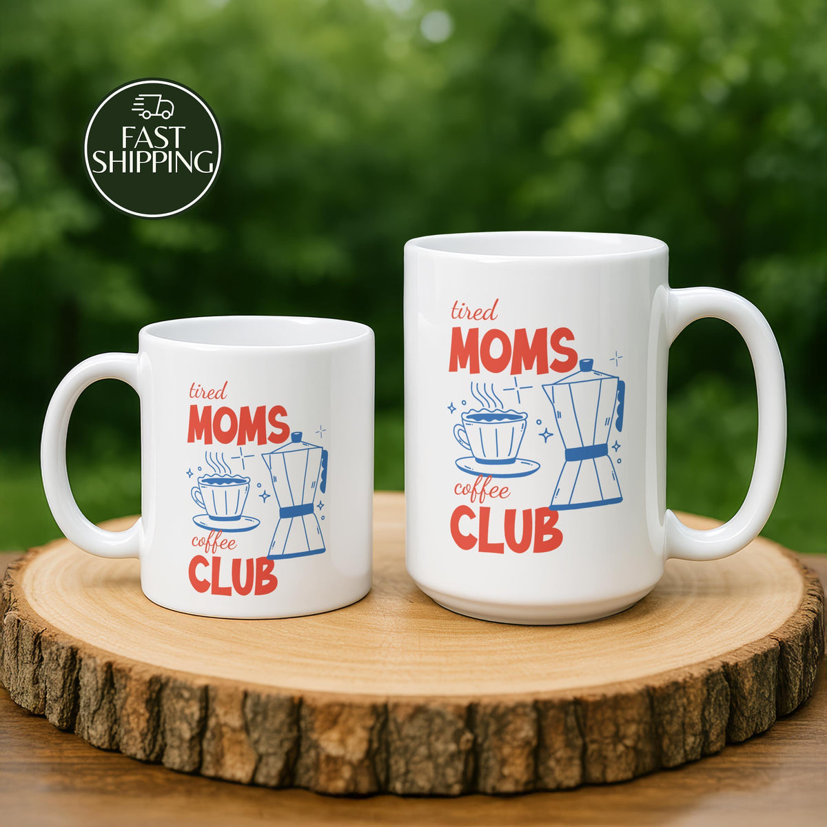 Tired Moms Coffee Club Ceramic Cup, Relatable Mom Humor Coffee Mug, Coffee Lover Mom Mug
