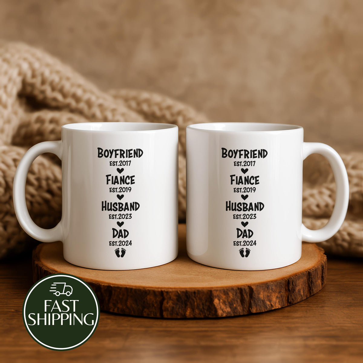 Custom Relationship Timeline Coffee Mug, Boyfriend Fiancé Husband Dad Cup