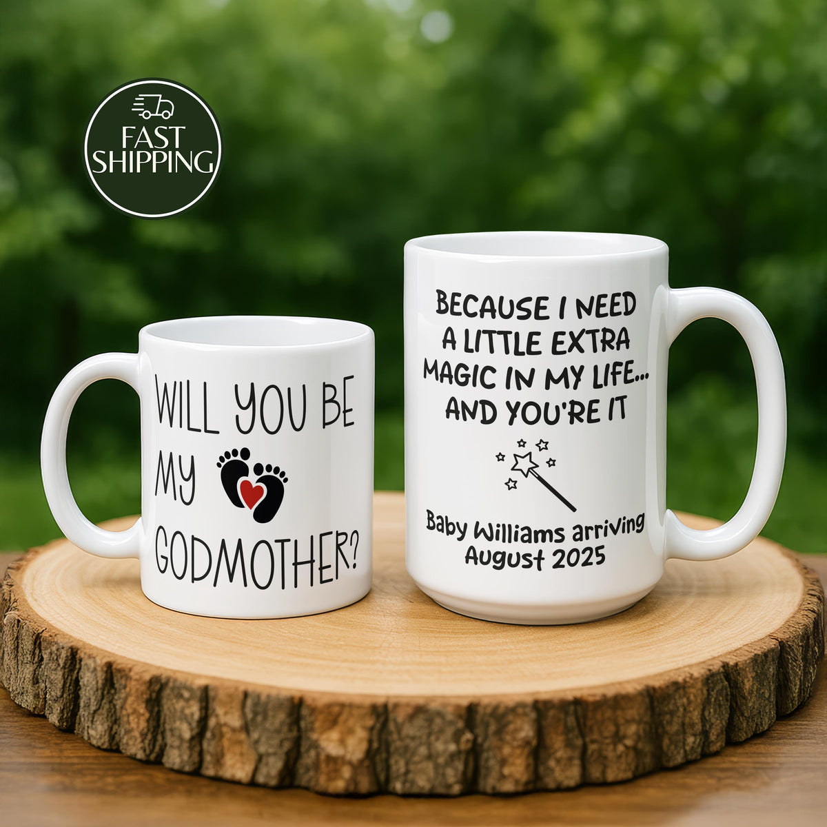 Personalized Will You Be My Godmother Coffee Mug, Baby Arriving Date Cup
