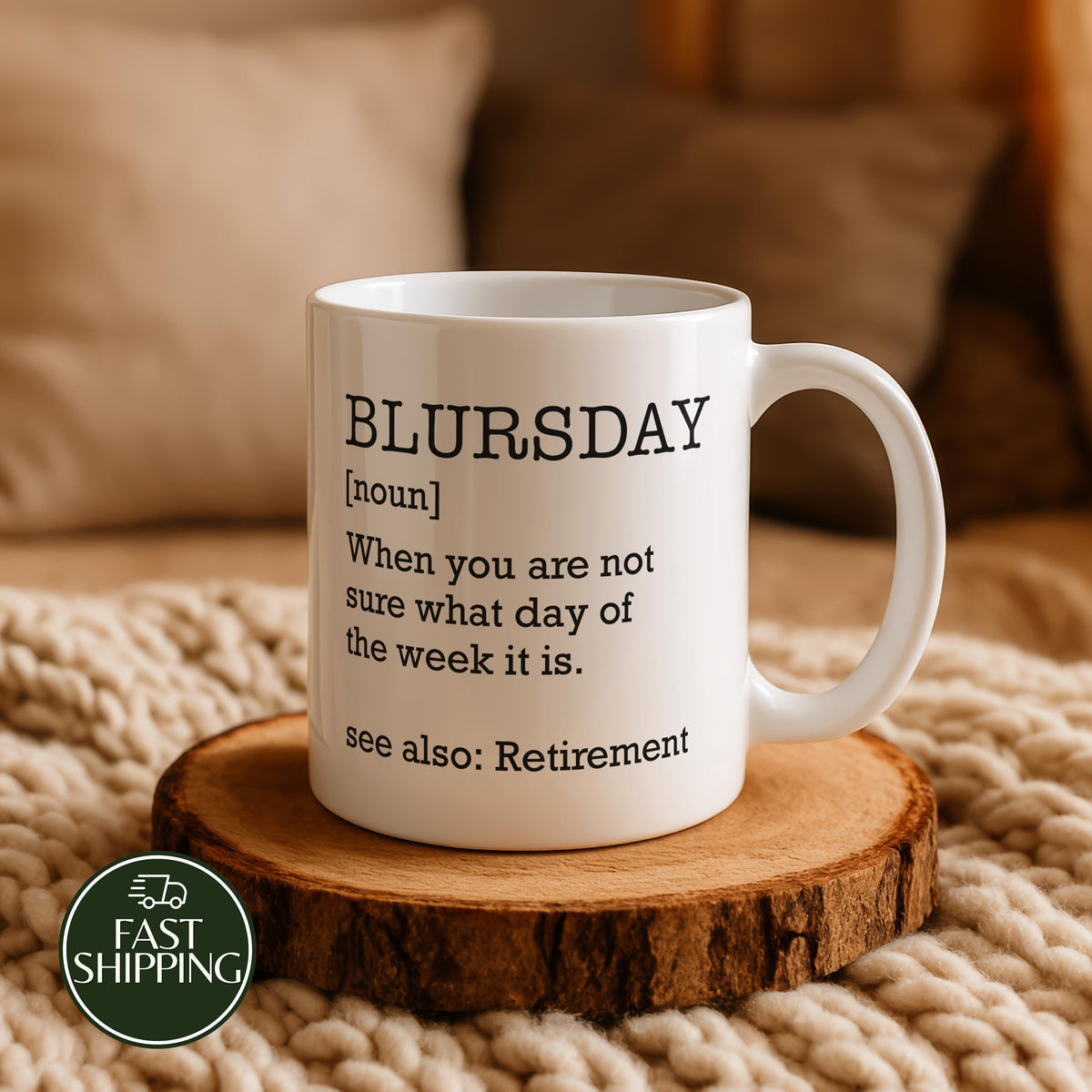 Personalized Happy Retirement Coffee Mug, Funny Blursday Definition Ceramic Cup