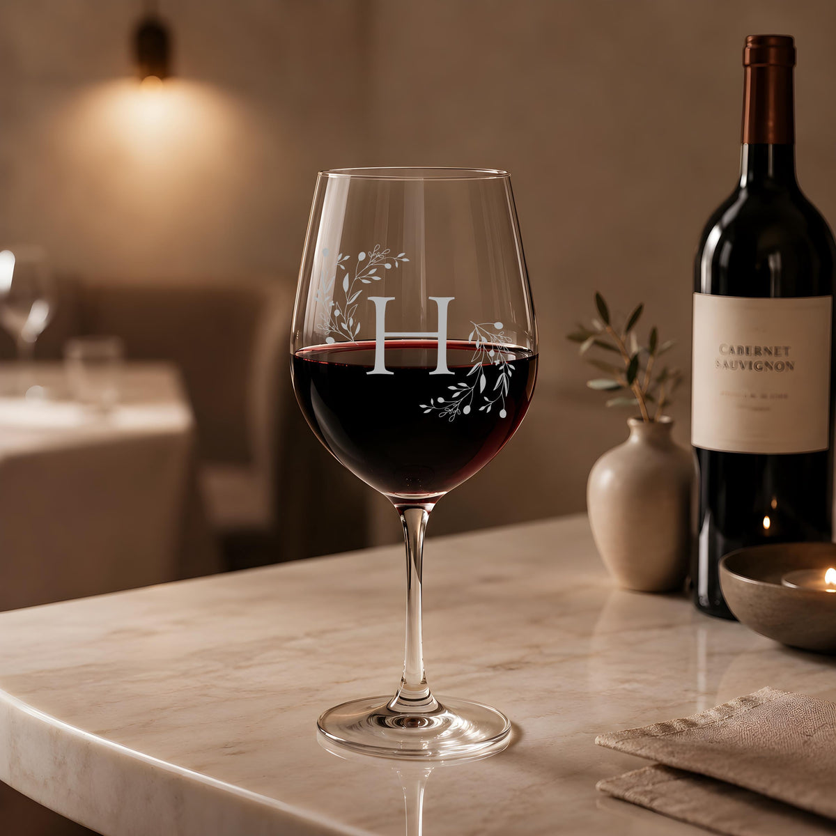 Personalized Laser Engraved Wine Glass, Custom Monogram Stemware, Wedding Gift