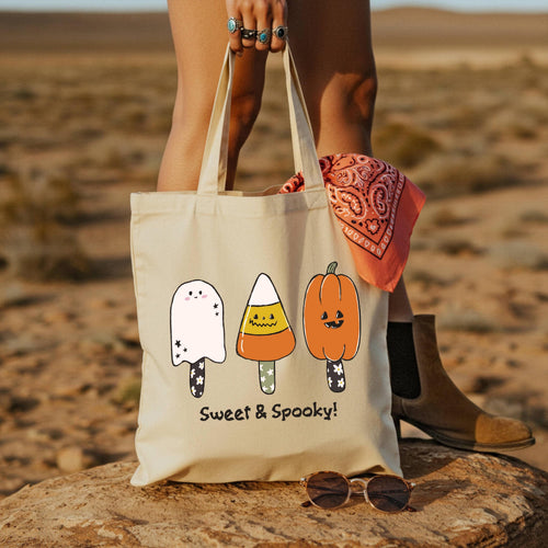 Sweet and Spooky Tote Bag, Summer Halloween Tote, Halloween Gift Bag