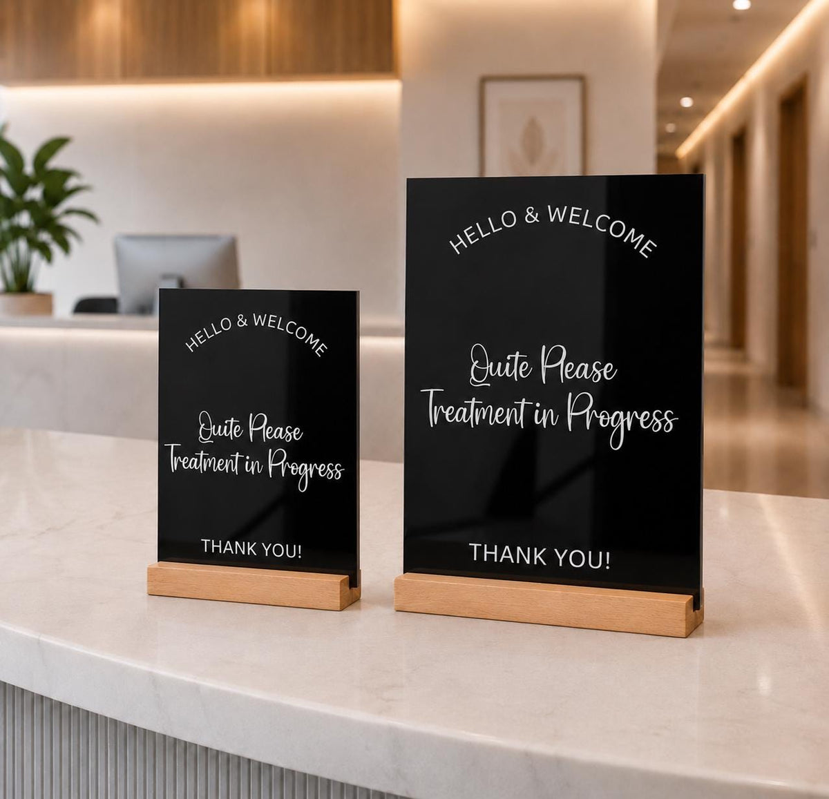 Custom Acrylic Sign, Reception Desk Signage, Clinic Office Retail Salon (Arch)