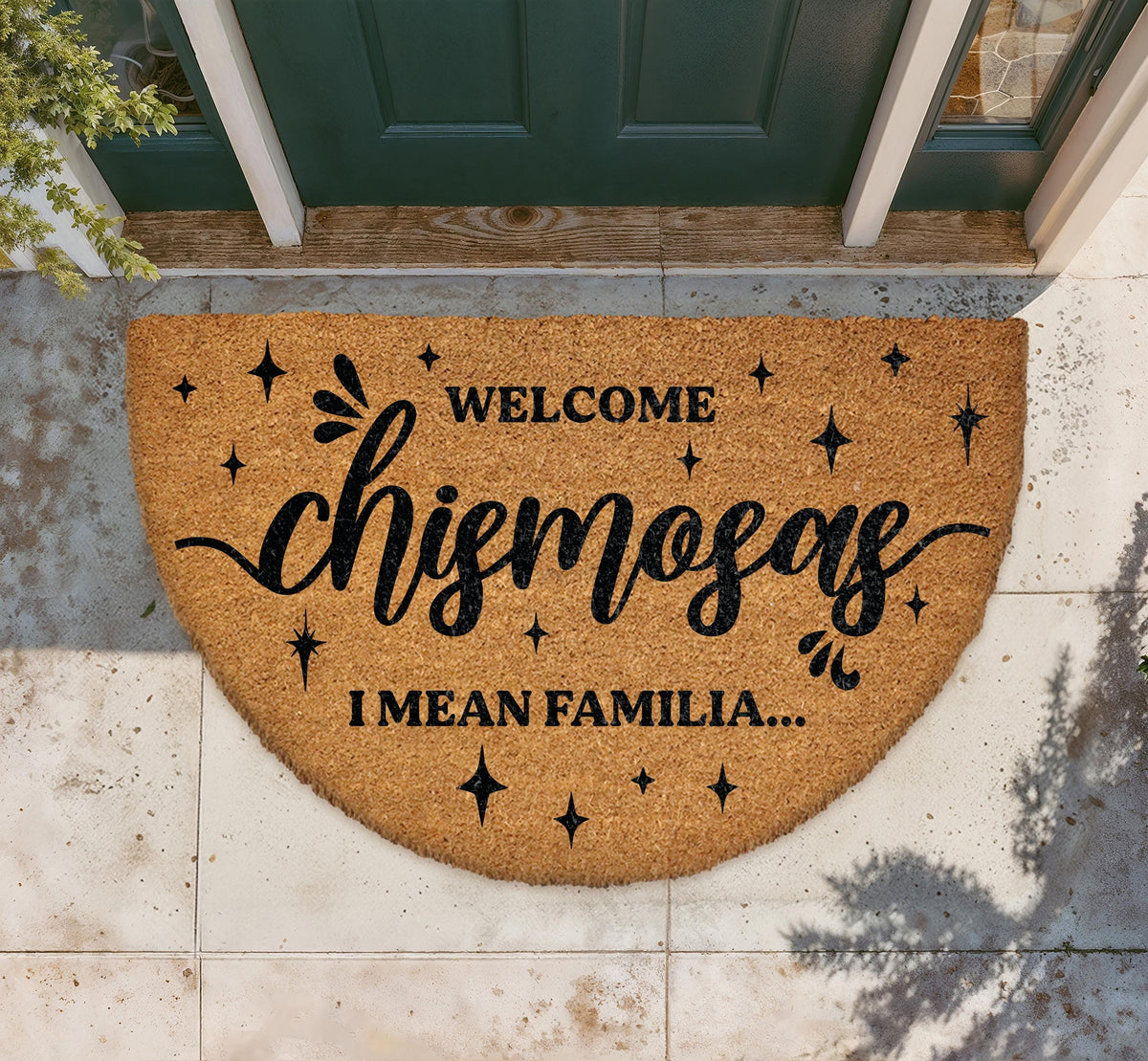 Welcome Chismosas I Mean Familia Doormat, Humorous Holiday Porch Decor