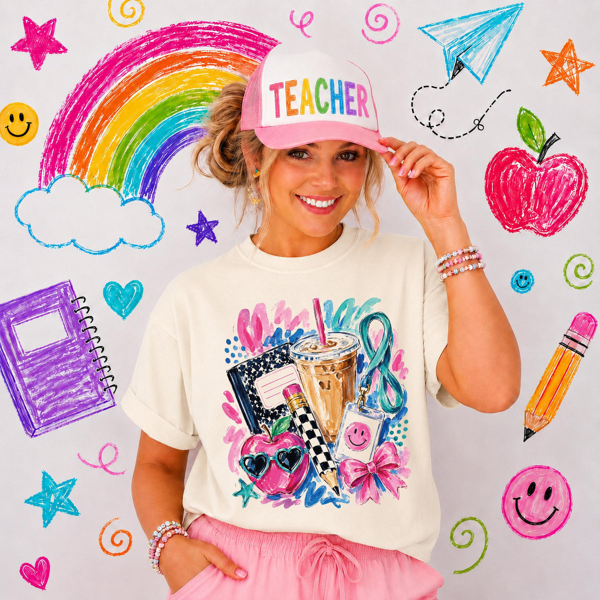 Preppy Teacher Comfort Colors® Shirt, Watercolor Back to School Tee, Teacher Appreciation Gift