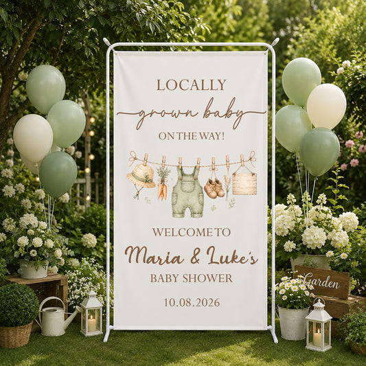 Personalized Baby Shower Banner, Garden Party Welcome Sign, Boho Floral Decor