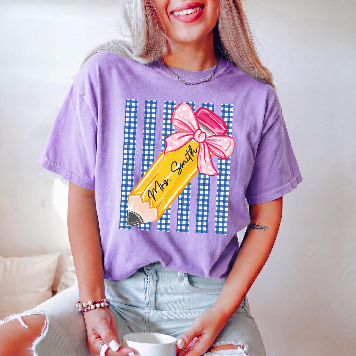 Personalized Teacher Comfort Colors® Shirt, Pencil Teacher Tee, Teacher Appreciation Gift