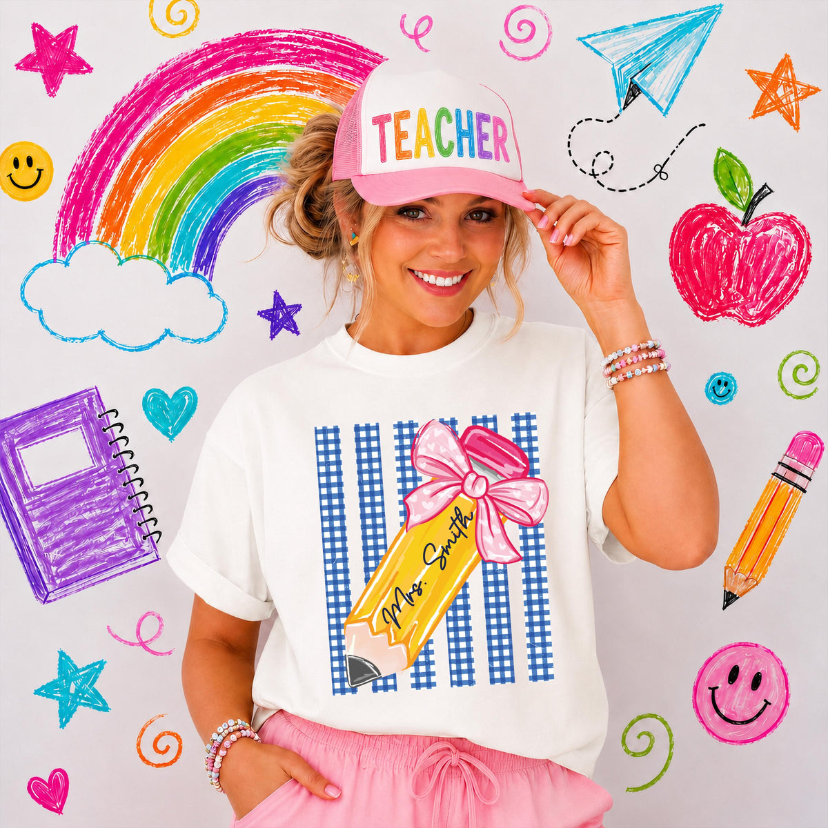 Personalized Teacher Comfort Colors® Shirt, Pencil Teacher Tee, Teacher Appreciation Gift