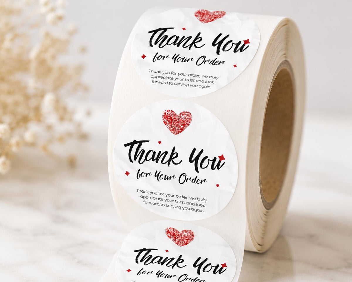 Custom Thank You Stickers, Logo Design Labels, Square Circle Roll (Digital Download)