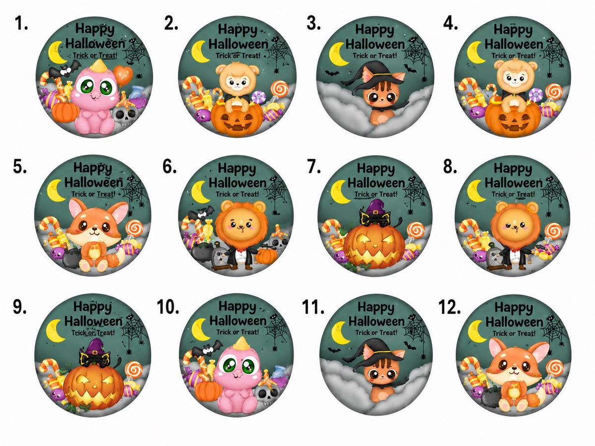 Halloween Treat Stickers, Round Candy Bag Seals, Kids Party Favor Labels