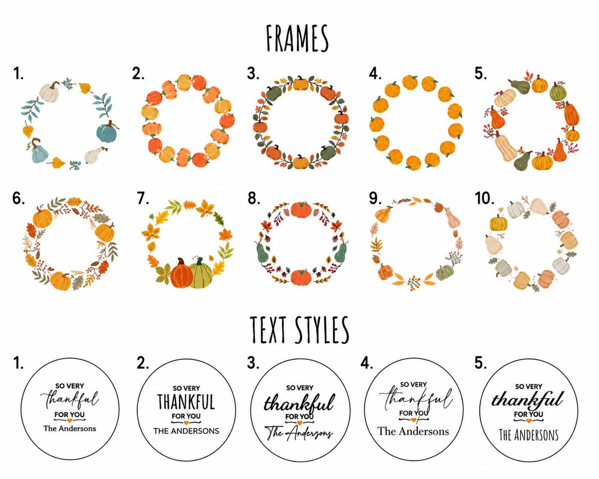 Personalized Thanksgiving Stickers, Thankful for You Fall Labels, Custom Treat Bag Stickers