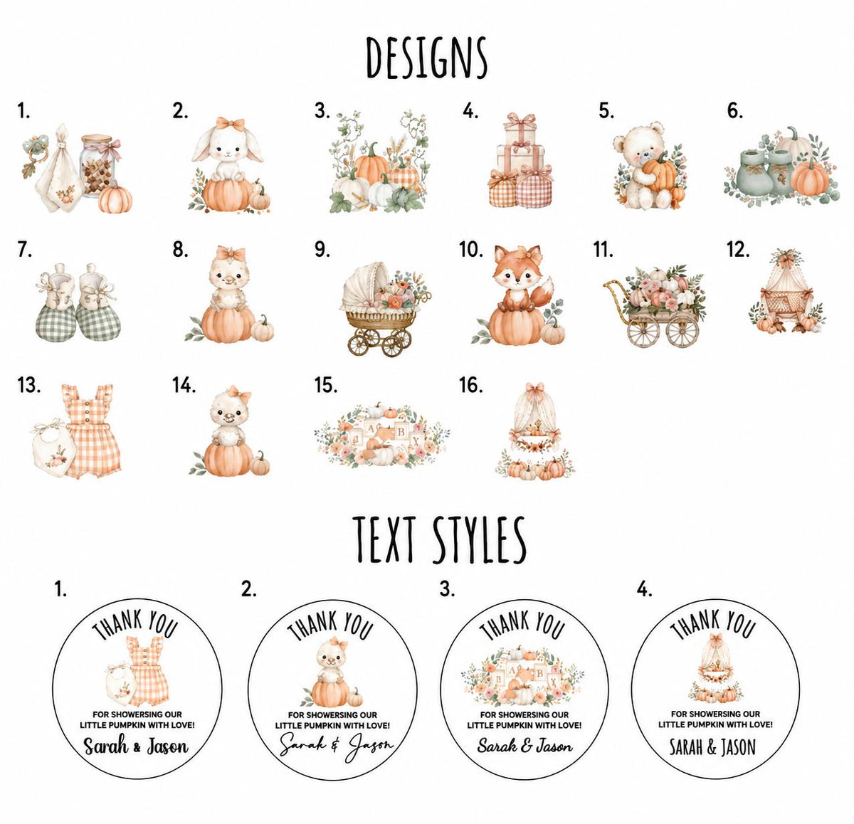 Personalized Little Pumpkin Baby Shower Stickers, Fall Favor Labels