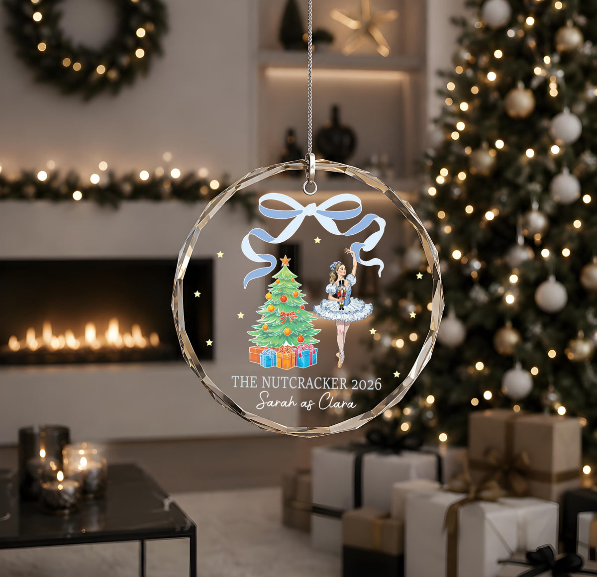Custom Name The Nutcracker Ballerina Keepsake, Personalized Baby Girl Christmas Glass Bauble