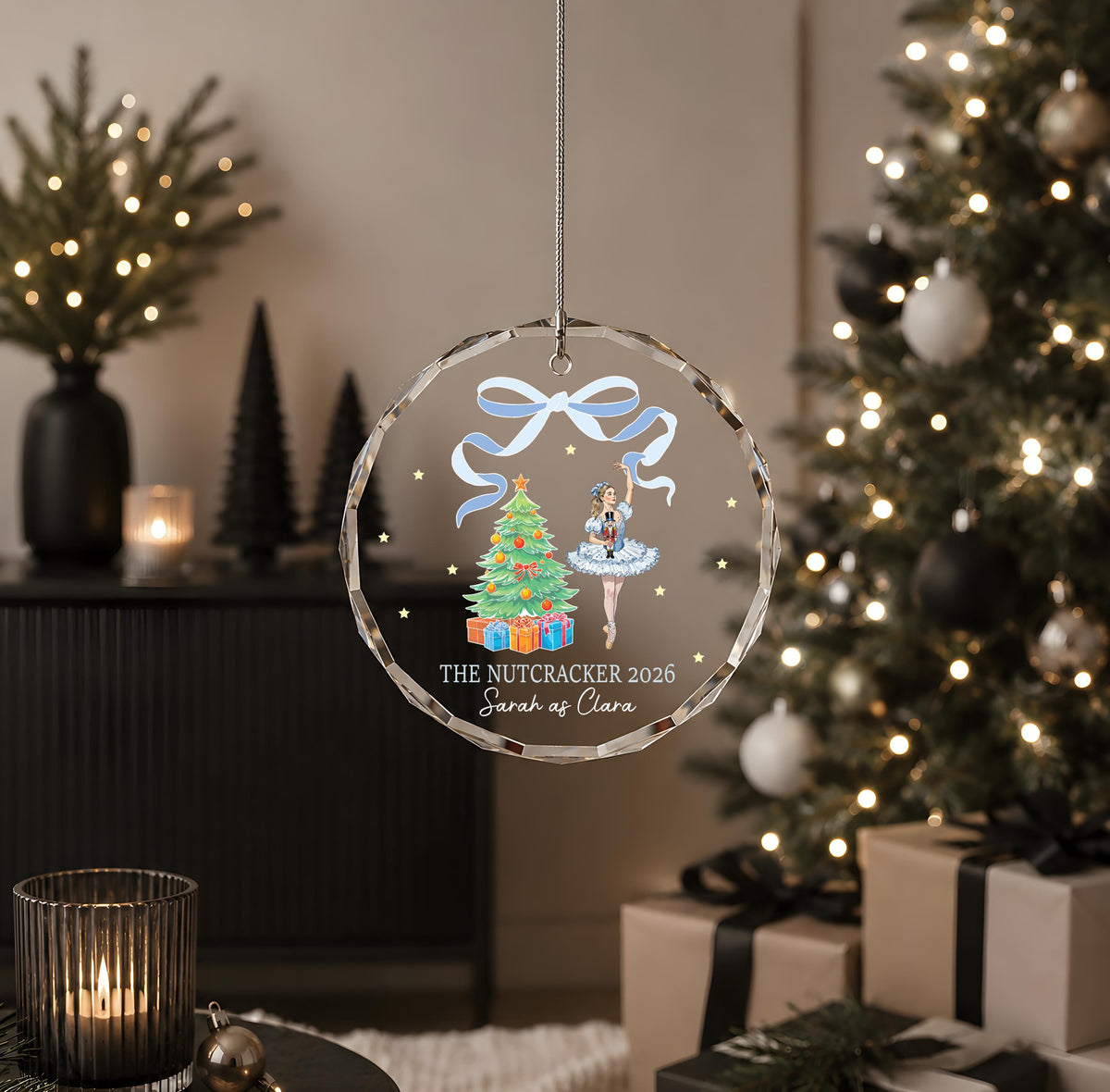 Custom Name The Nutcracker Ballerina Keepsake, Personalized Baby Girl Christmas Glass Bauble