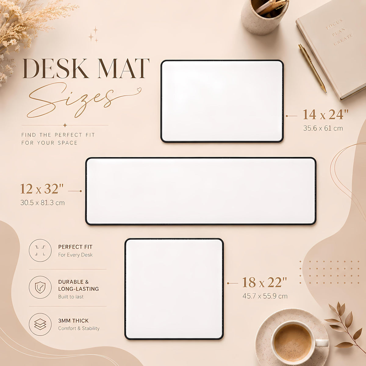 Personalized Floral Desk Mat, Custom Name Mouse Pad, Women Cute Office Decor, Coworker Gift