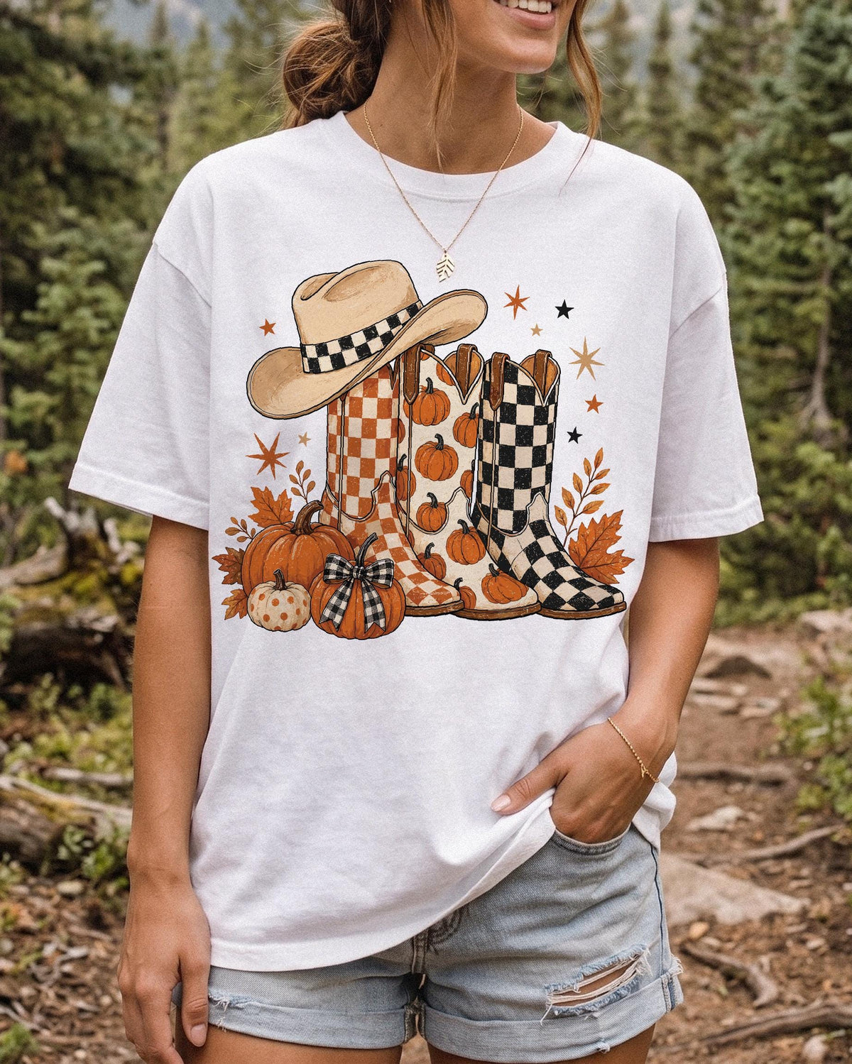 Western Fall Comfort Colors® Shirt, Pumpkin Boots T-Shirt, Cowgirl Autumn Tee, Pumpkin Patch Shirt