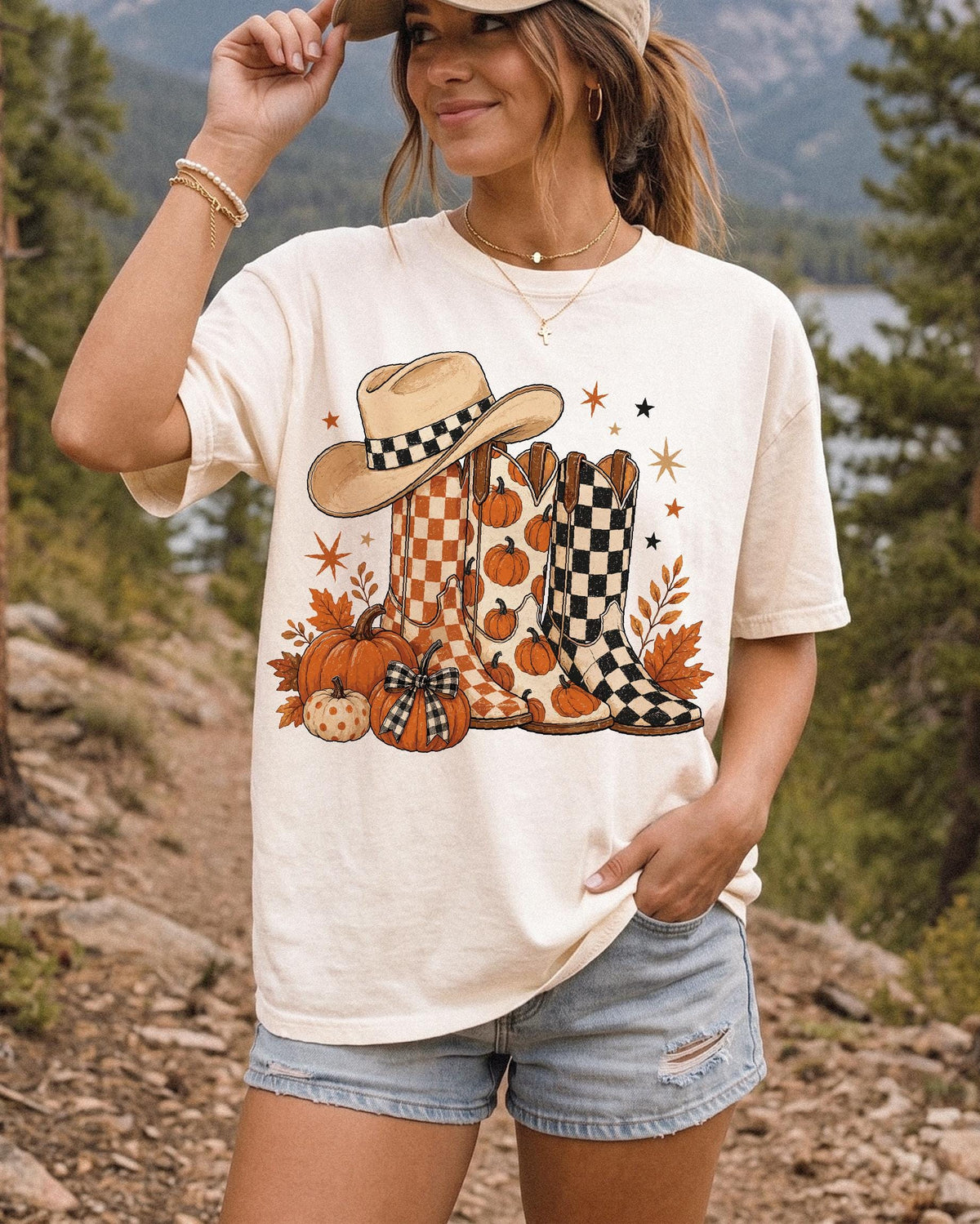 Western Fall Comfort Colors® Shirt, Pumpkin Boots T-Shirt, Cowgirl Autumn Tee, Pumpkin Patch Shirt