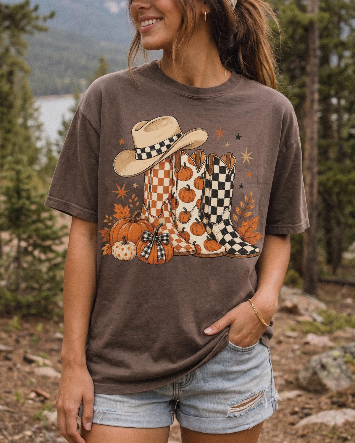 Western Fall Comfort Colors® Shirt, Pumpkin Boots T-Shirt, Cowgirl Autumn Tee, Pumpkin Patch Shirt