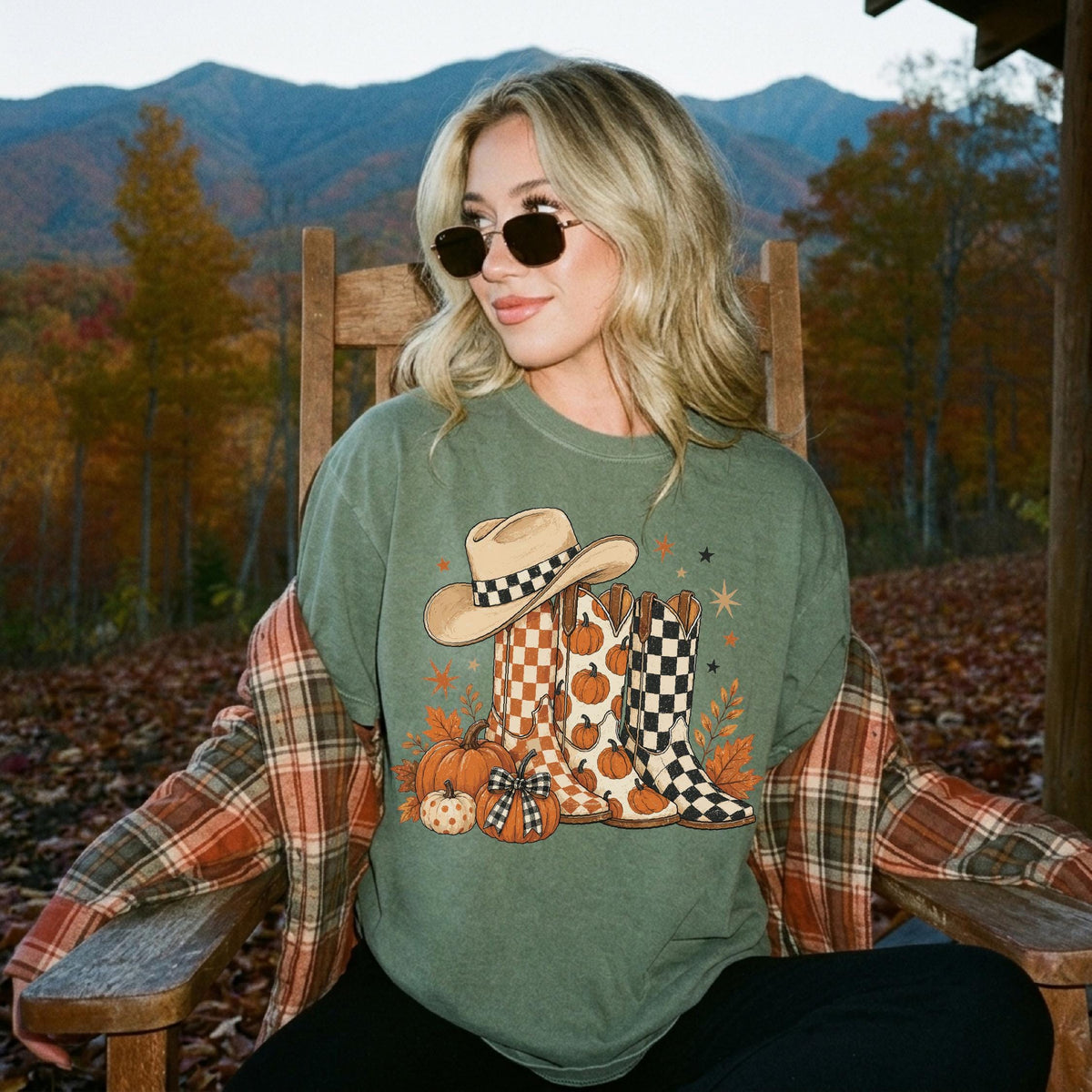 Western Fall Comfort Colors® Shirt, Pumpkin Boots T-Shirt, Cowgirl Autumn Tee, Pumpkin Patch Shirt