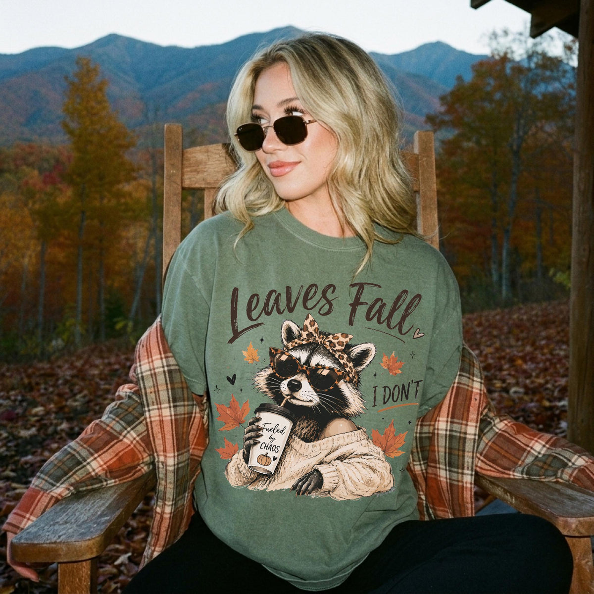 Fall Raccoon Comfort Colors® Shirt, Leaves Fall T-Shirt, Pumpkin Spice Coffee Tee, Funny Autumn Shirt