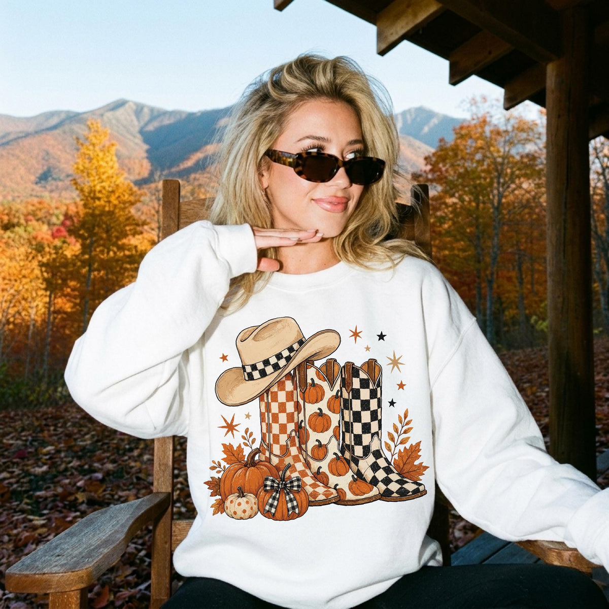 Western Fall Sweatshirt, Pumpkin Boots Crewneck, Cowgirl Autumn Sweater, Country Fall Pullover, Pumpkin Patch Top