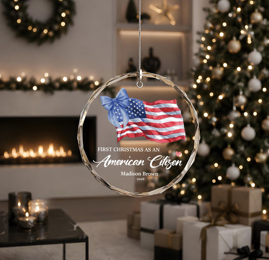 Custom First Christmas As An American Citizen Bauble Ceramic Ornament