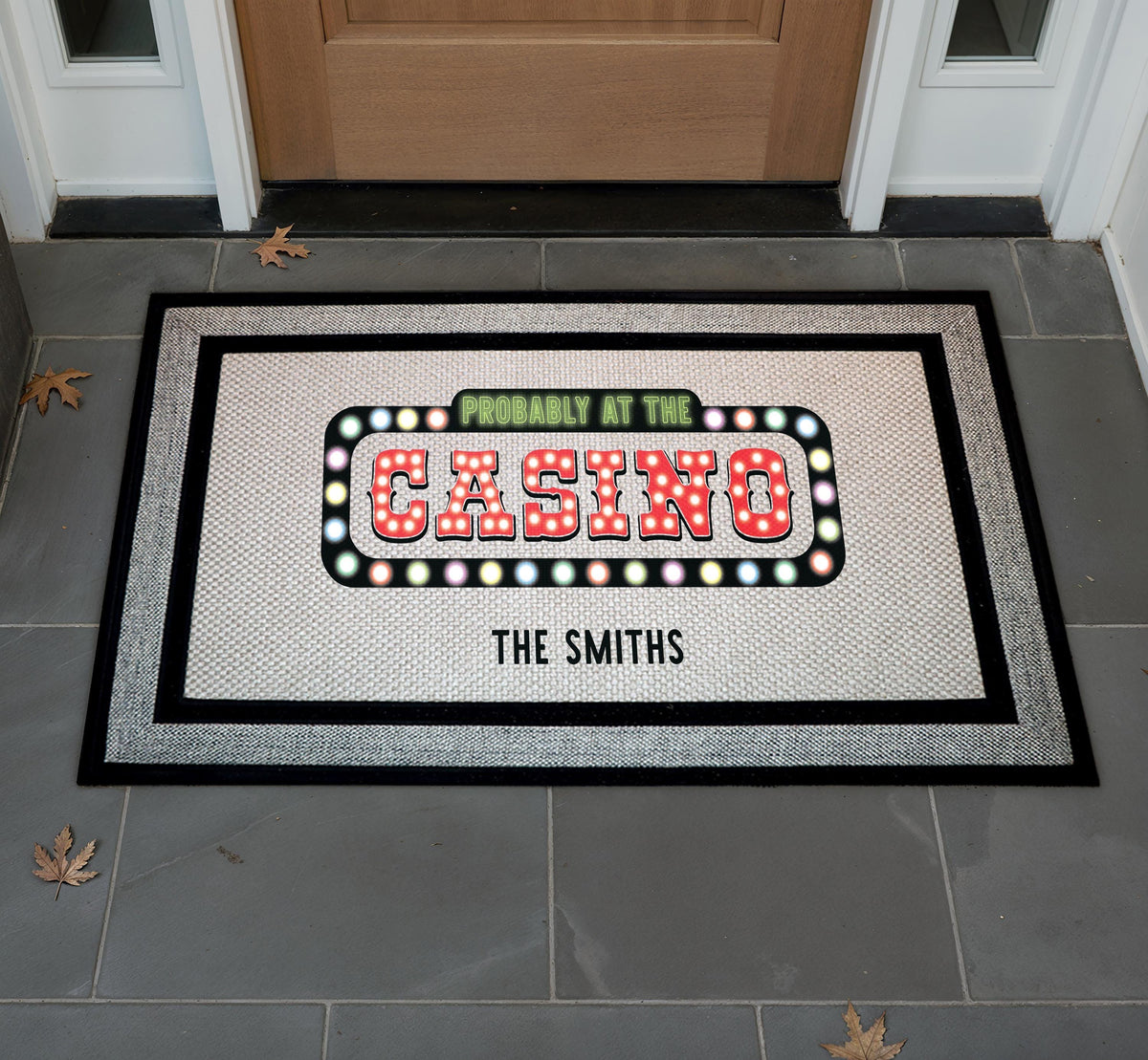 Custom Probably at the Casino Doormat, Vegas Theme Welcome Mat, Funny Gambling Housewarming Gift